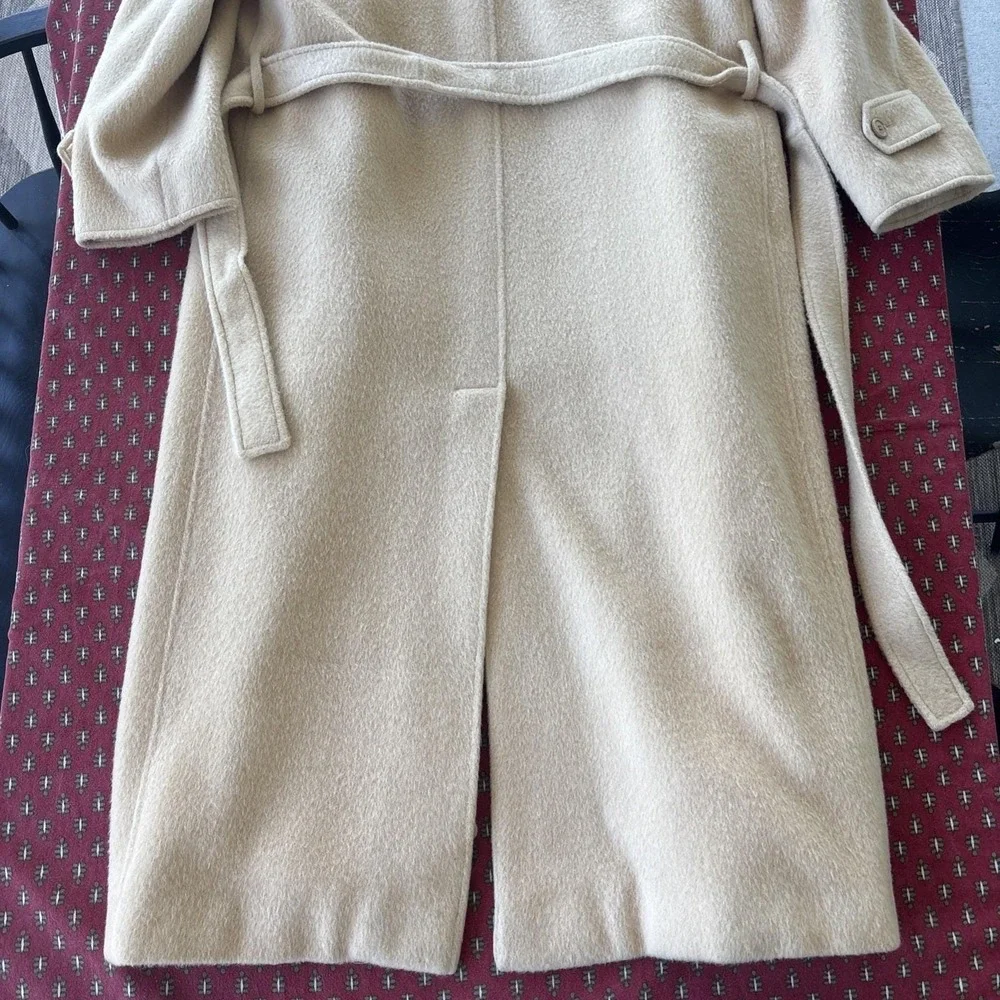 VTG Benard Harve Benard Long Wool Trench Coat Women SZ 12 Hidden Buttons Classic